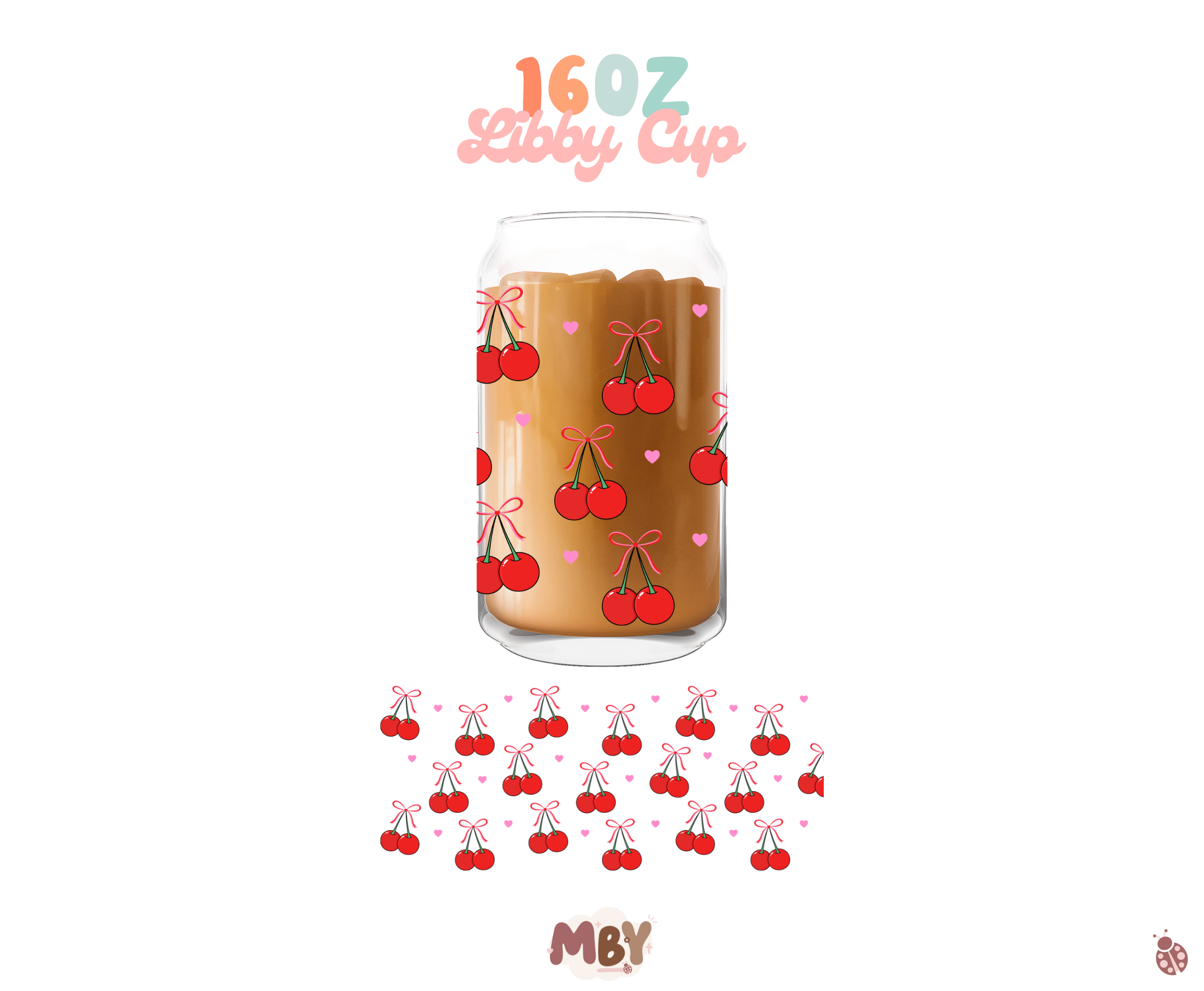 Cherry Love | 16oz glass cup - MADE BY YEN