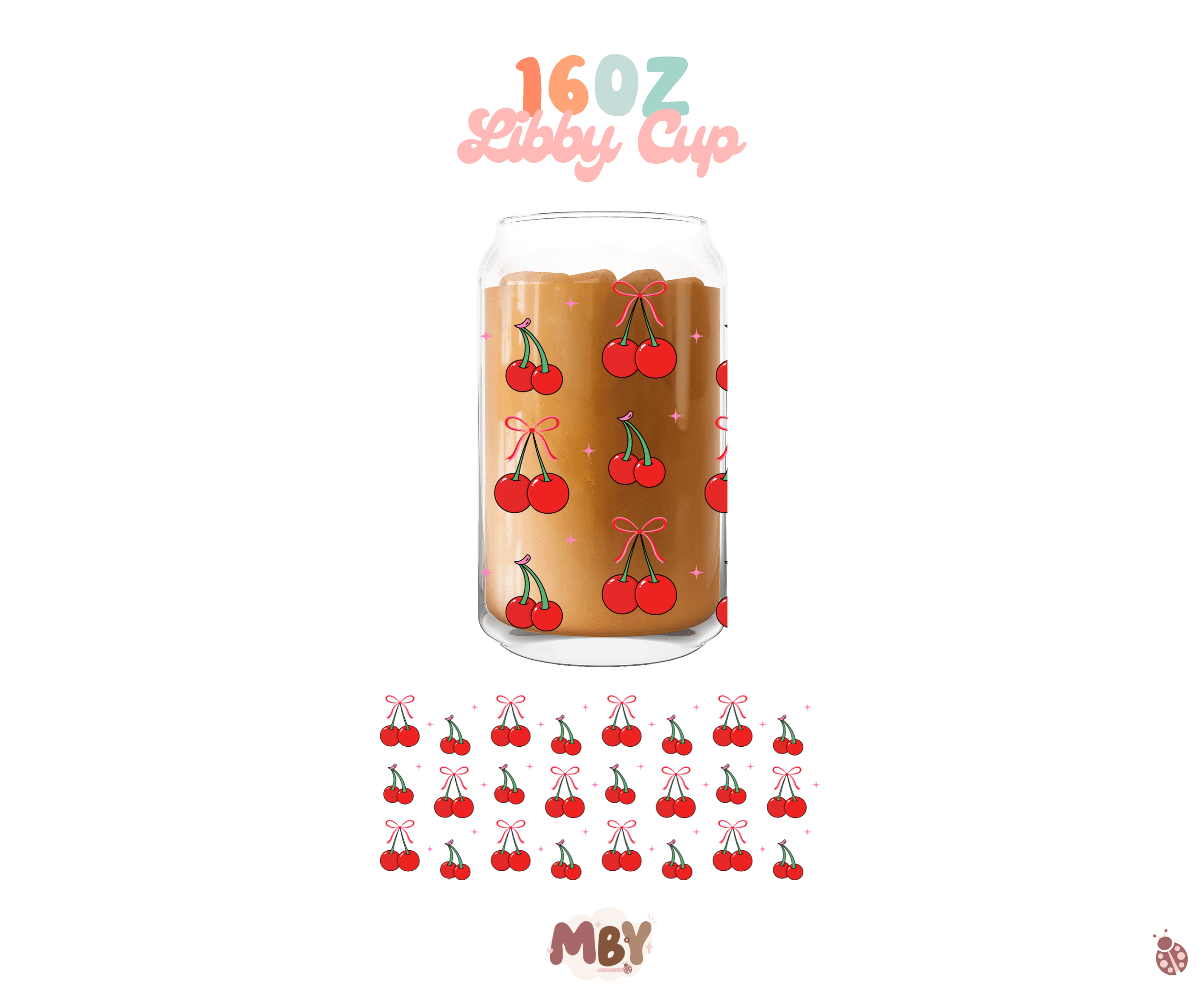 Sweet Cherries | 16oz glass cup - MADE BY YEN