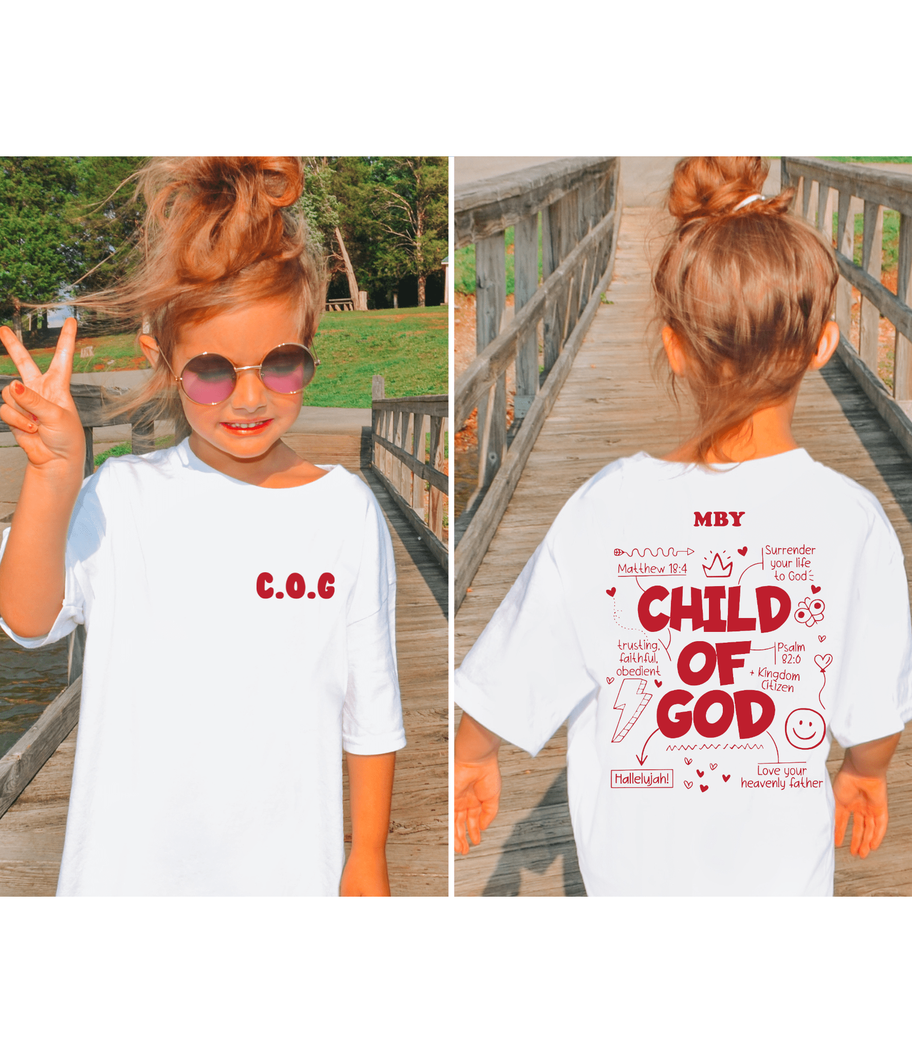 Girl wearing C.O.G. Child of God Tee – Christian Kids Apparel