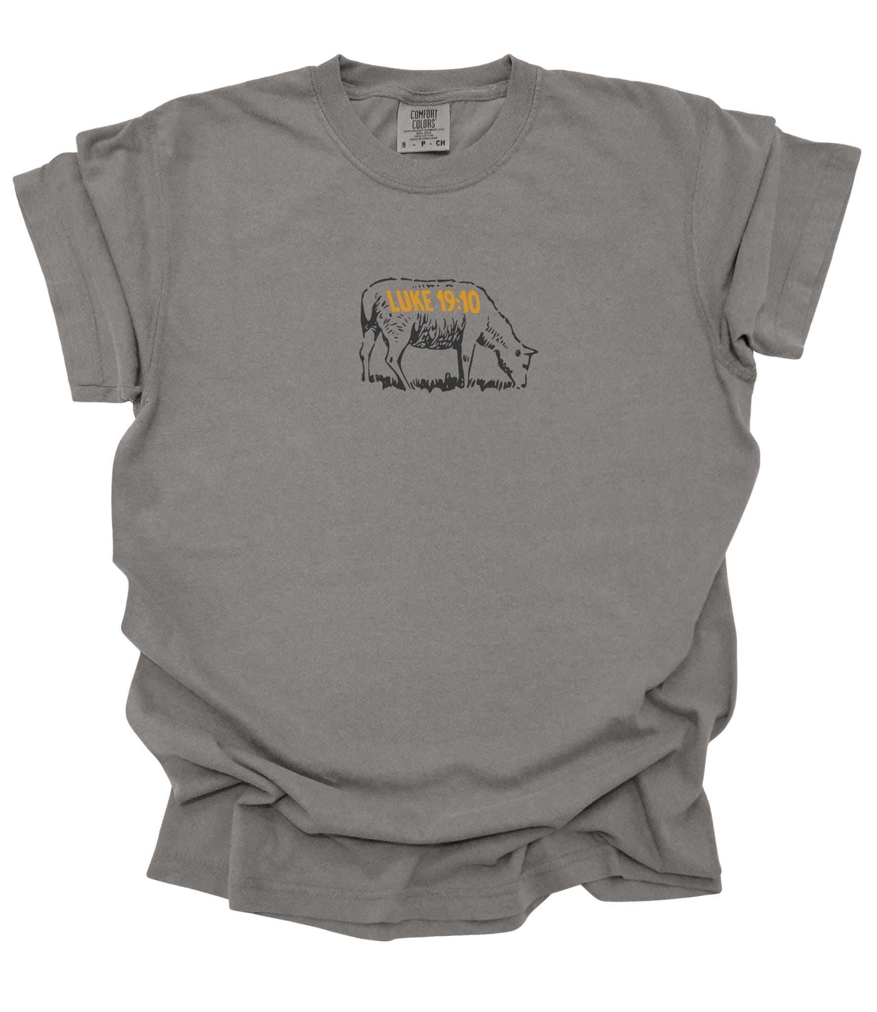 Christian adult unisex tee featuring a design inspired by Luke 19:10, with the phrase "Son of Man Came to Seek & Save" by MADE BY YEN.