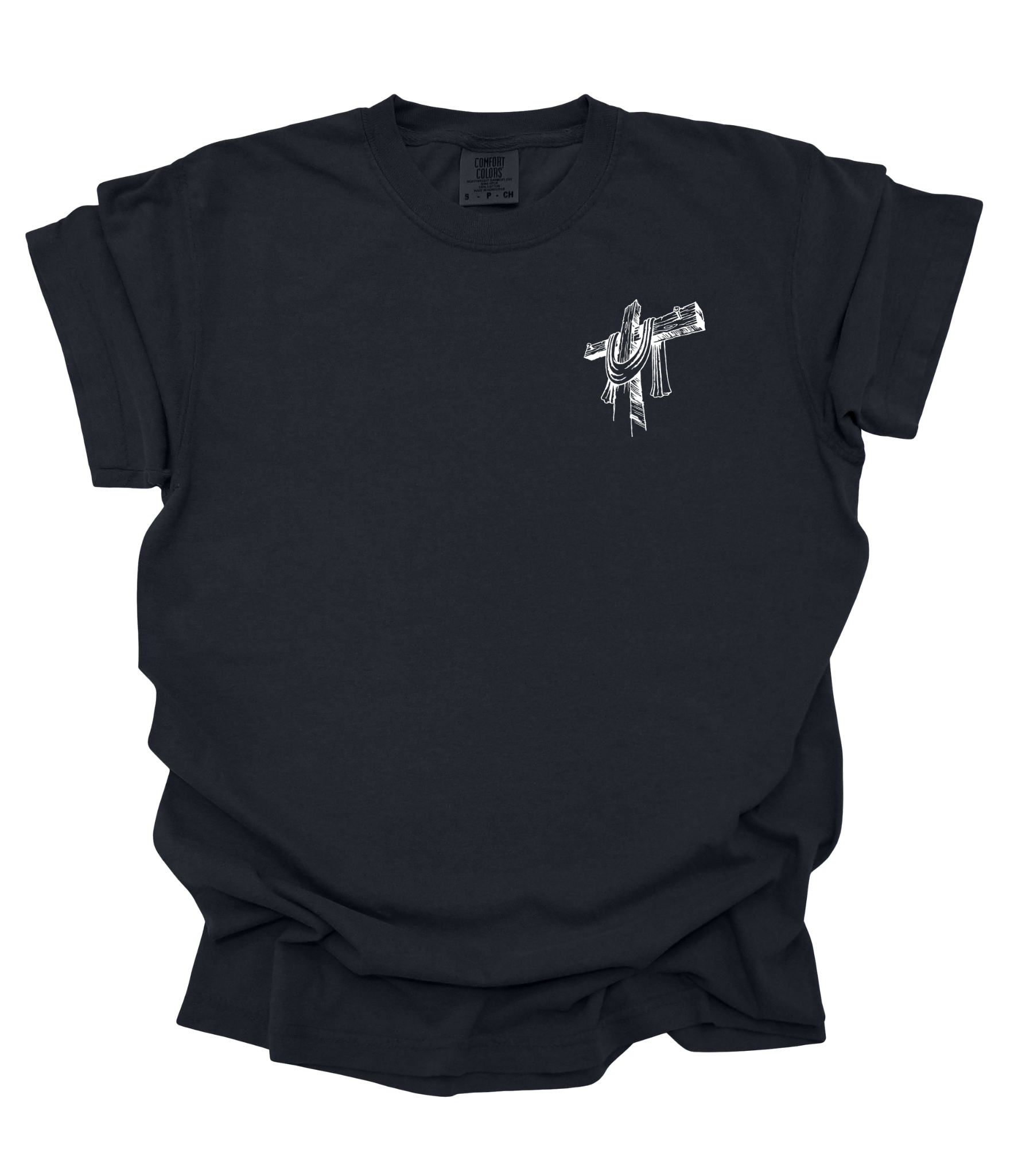 Do Not Be Afraid Christian Tee Front – Small Cross Graphic – Black