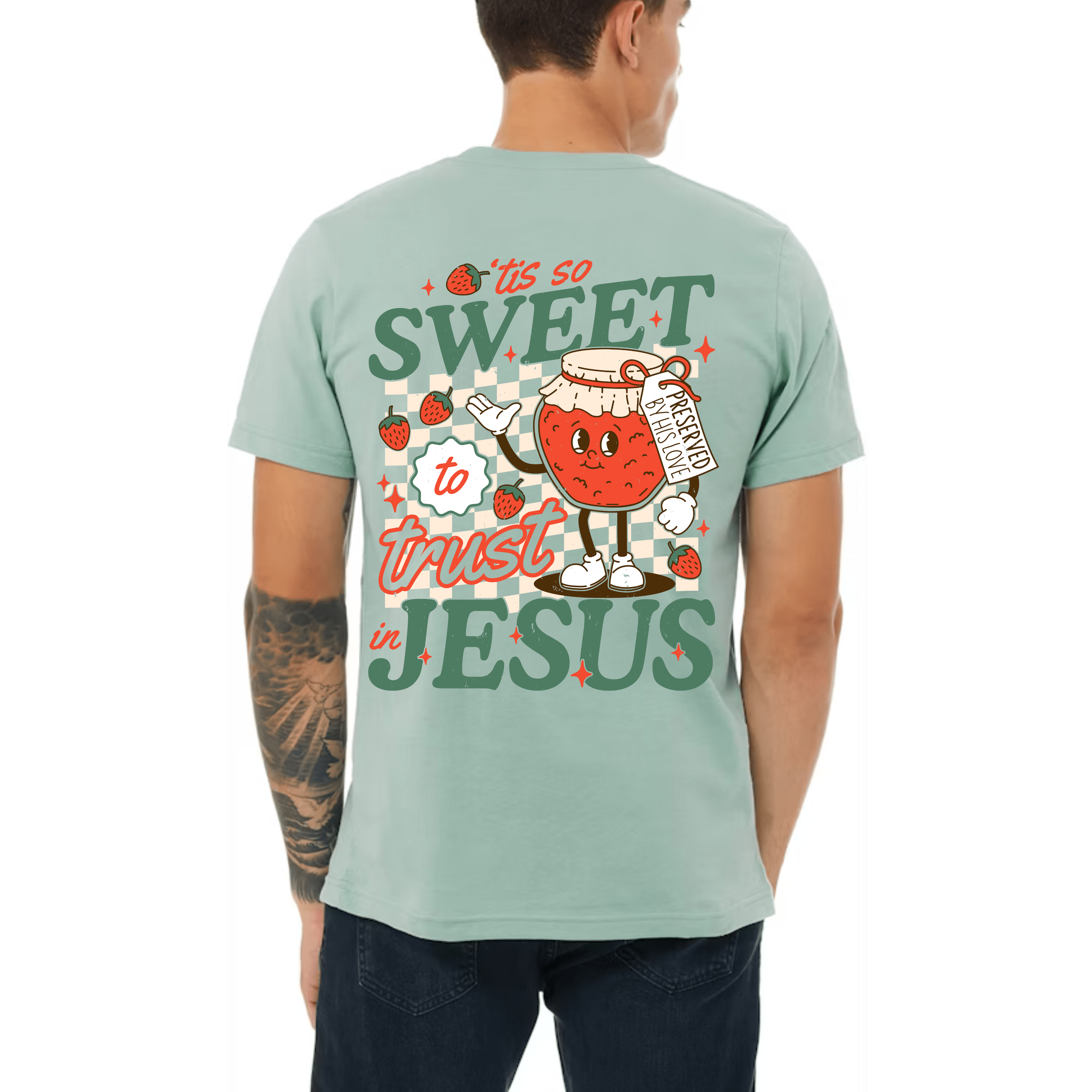 Dusty blue version of the '’Tis So Sweet' Christian tee with the same fun, vintage-inspired design.