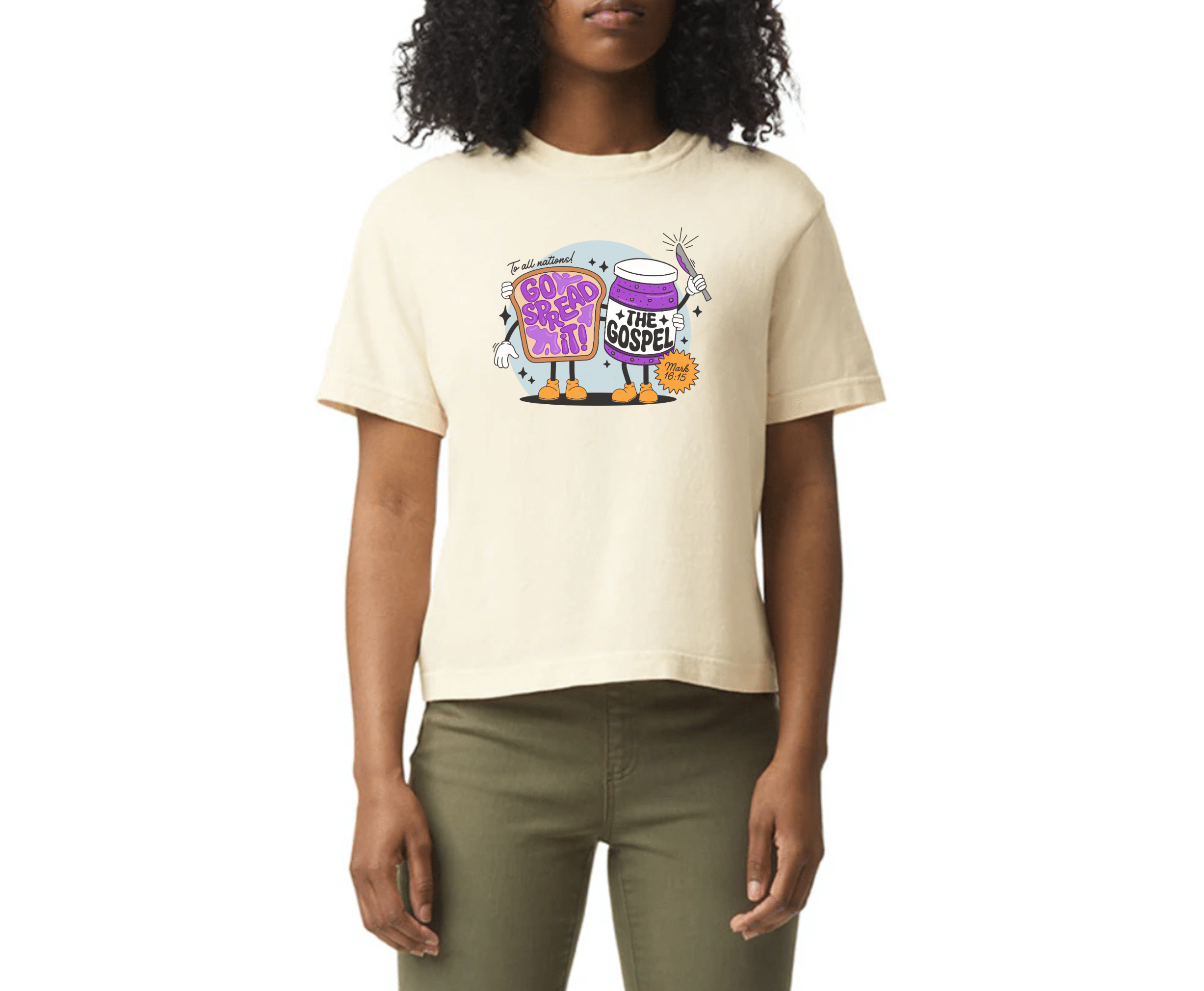 Spread the Gospel | Purple Jam - MADE BY YEN
Model wearing the Spread the Gospel T-Shirt in Purple Jam, showcasing its oversized unisex fit and bold Christian design. Perfect for church, worship nights, or casual wear to inspire faith and share the Gospel