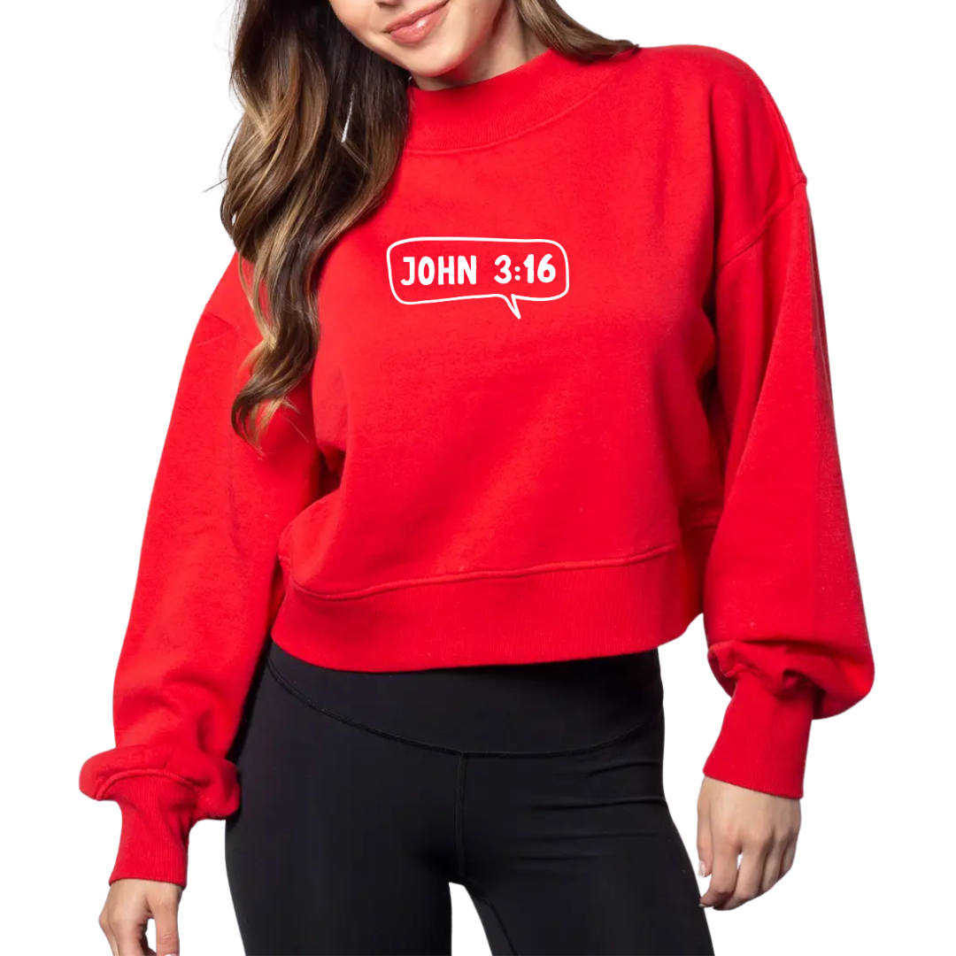 John 3:16 Crop Sweatshirt | Red