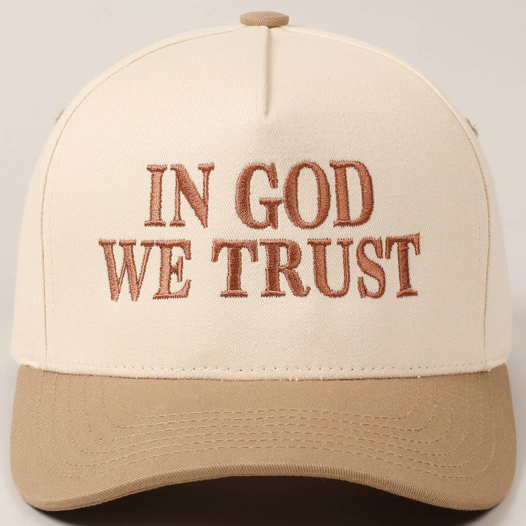 In God We Trust | Embroidered Two-Tone Canvas Cap - MADE BY YEN