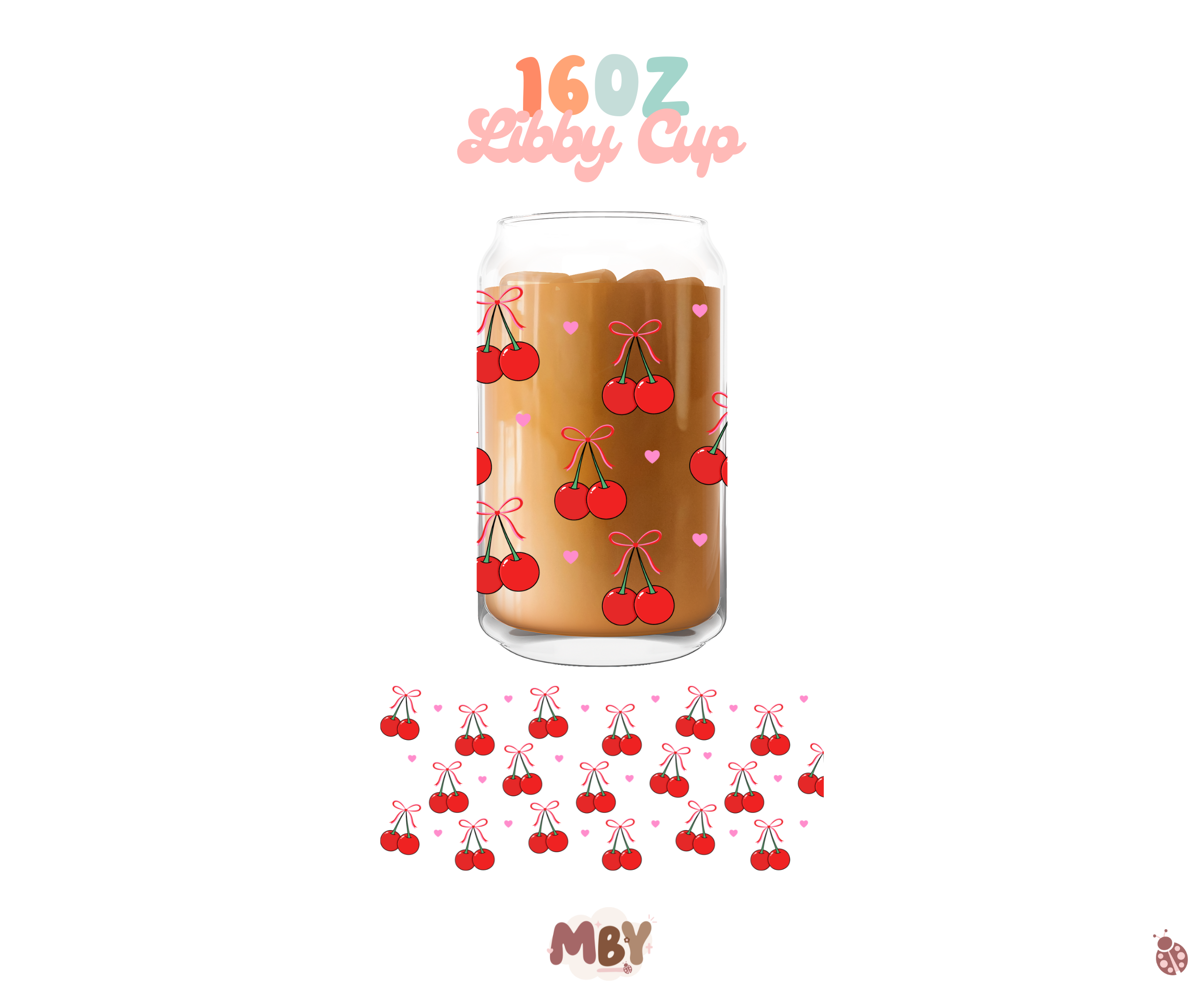 Cherry Love | 16oz glass cup - MADE BY YEN