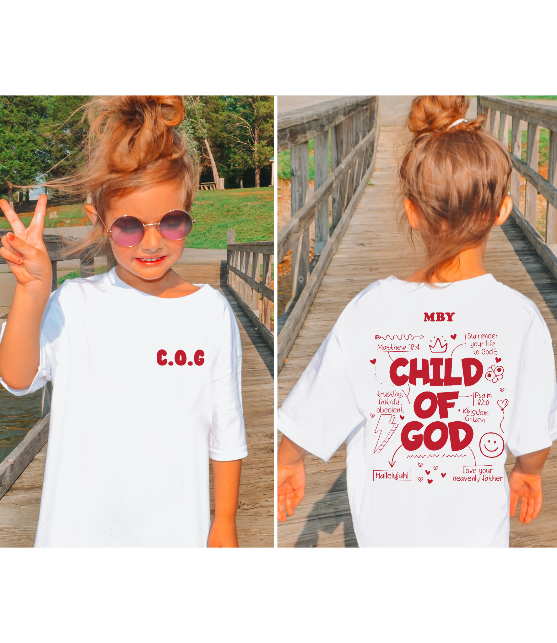 Girl wearing C.O.G. Child of God Tee – Christian Kids Apparel