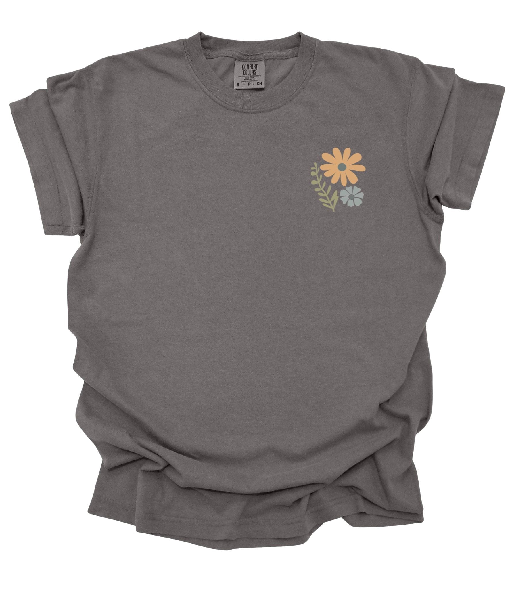 Unisex tee by MADE BY YEN featuring "Hem of His Garment" design in pepper color, displayed front view.