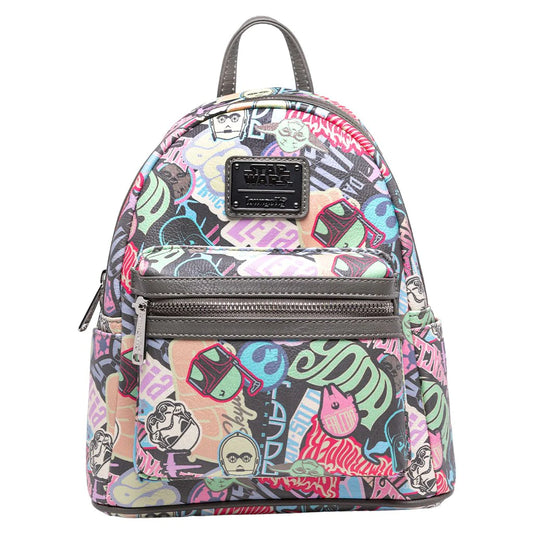 NEW (resale) 707 Street Exclusive - Loungefly Star Wars Pastel Graffiti Sticker Allover Print Mini Backpack