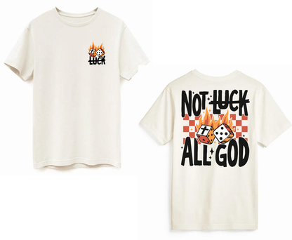 Not luck all God | Unisex - MADE BY YEN
Natural-colored Not Luck, All God T-Shirt with oversized unisex fit, made from 100% garment-dyed cotton. A stylish and meaningful Christian tee perfect for casual wear, worship nights, and sharing faith.