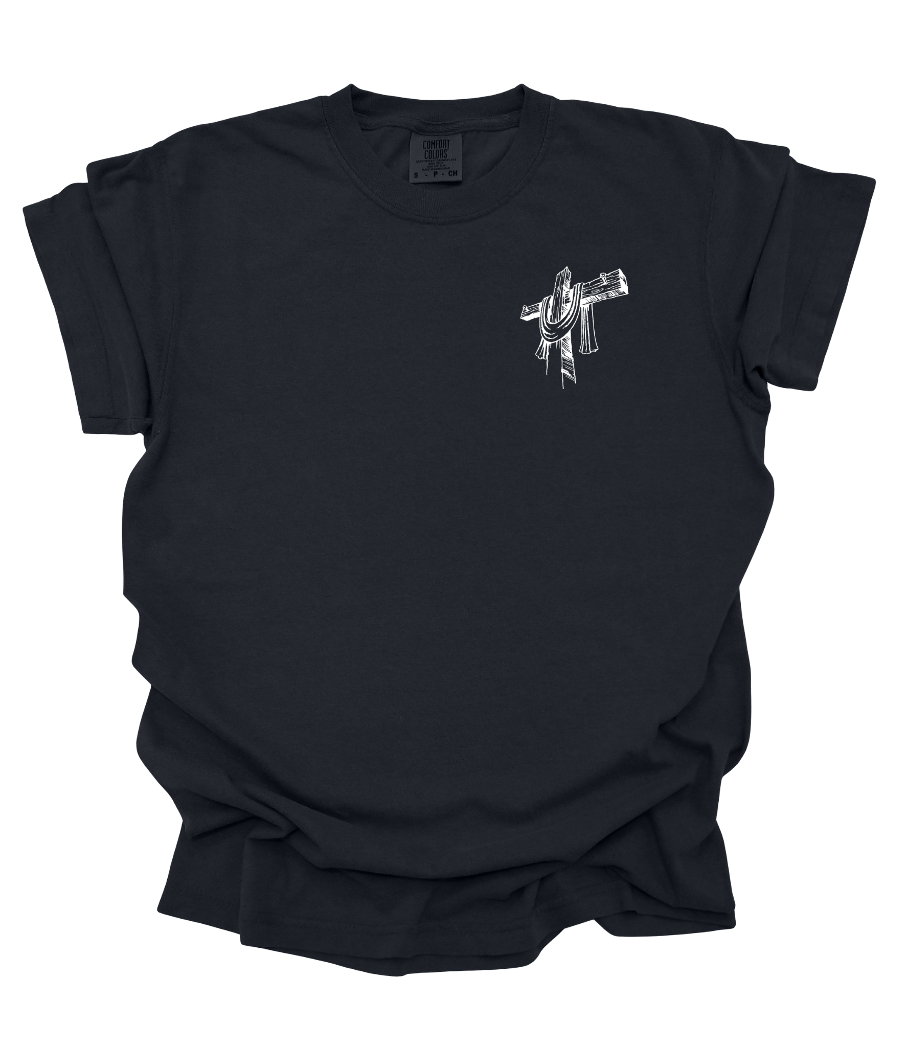 Do Not Be Afraid Christian Tee Front – Small Cross Graphic – Black

