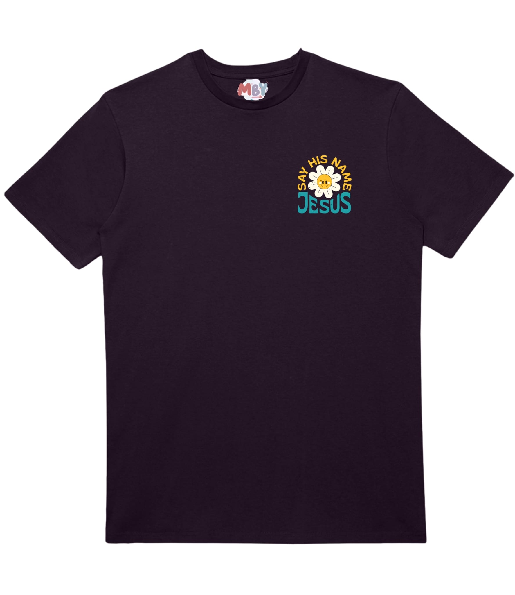 Plum unisex Christian tee with the quote "There Is Power in the Name of Jesus" and Acts 4:12 reference, by MADE BY YEN.