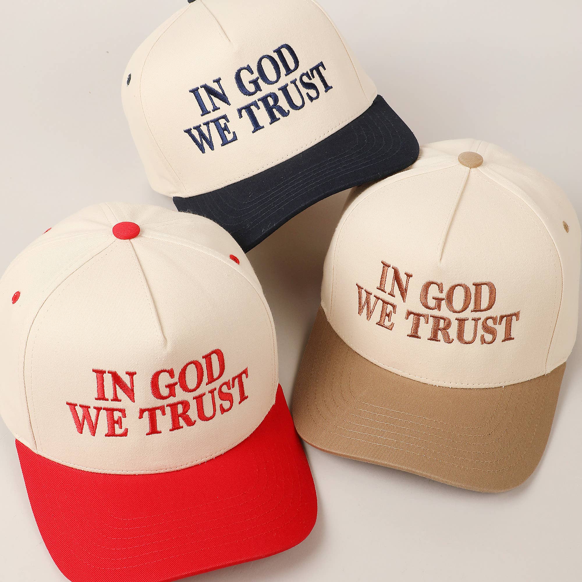 In God We Trust | Embroidered Two-Tone Canvas Cap - MADE BY YEN