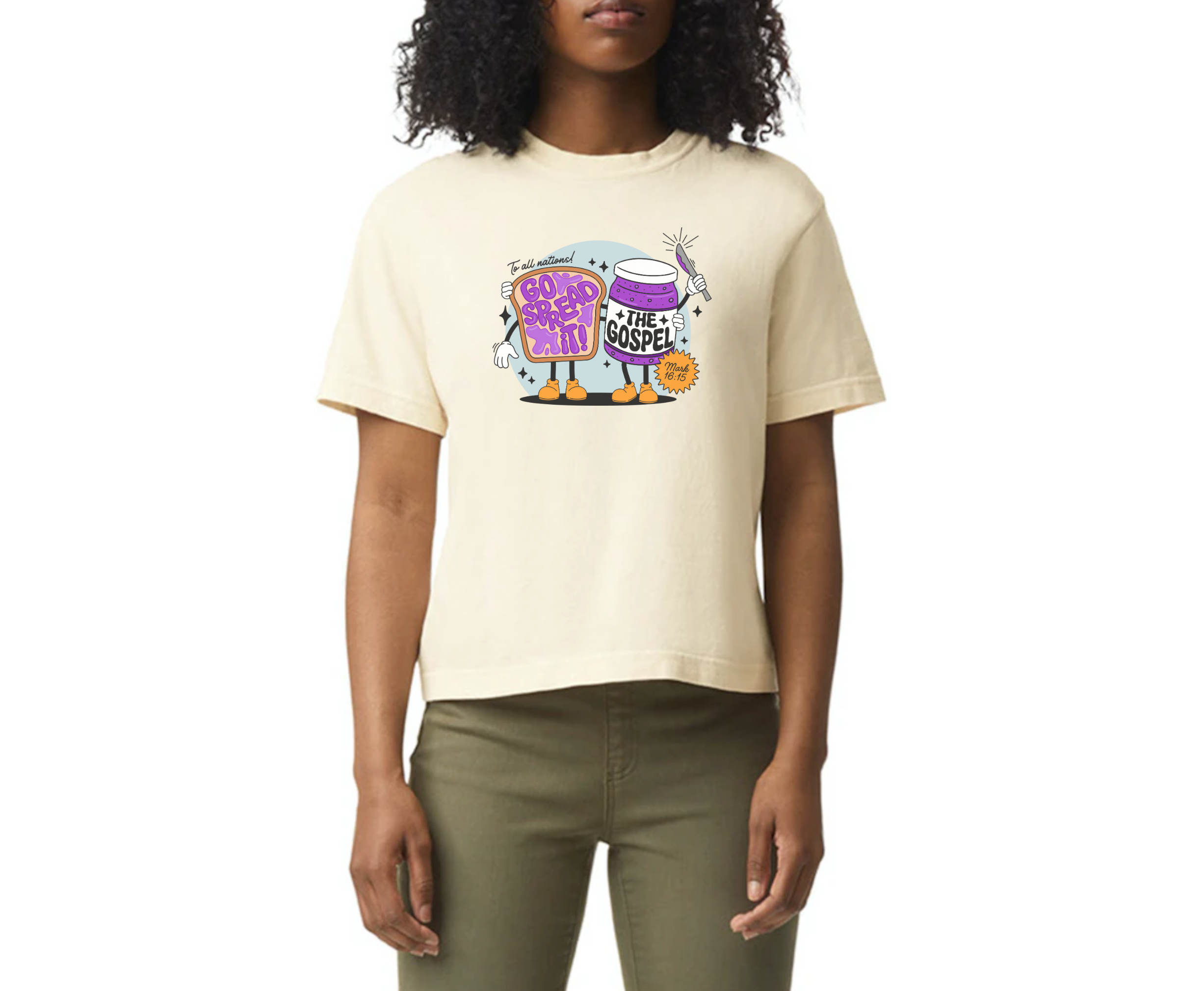 Spread the Gospel | Purple Jam - MADE BY YEN
Model wearing the Spread the Gospel T-Shirt in Purple Jam, showcasing its oversized unisex fit and bold Christian design. Perfect for church, worship nights, or casual wear to inspire faith and share the Gospel