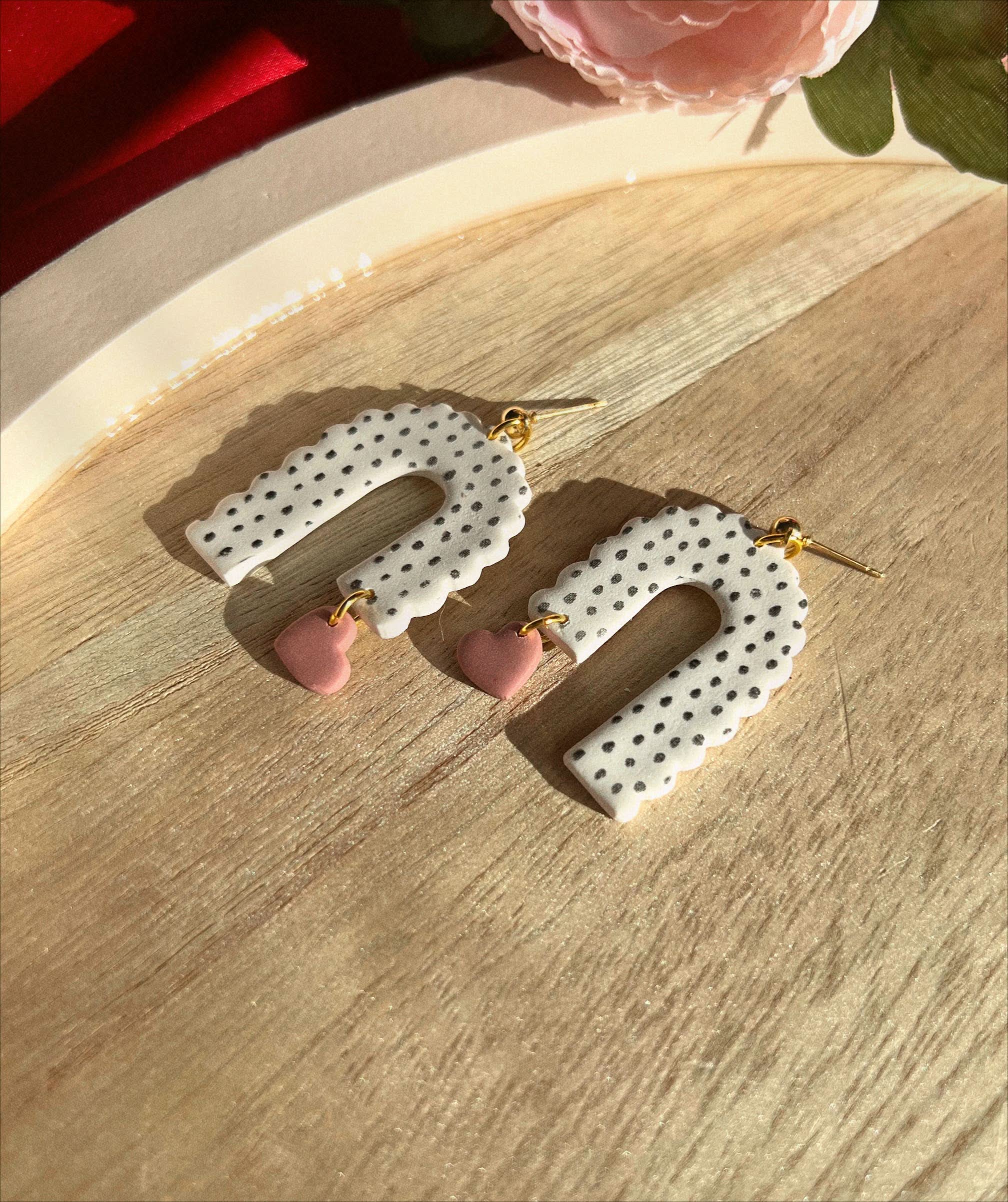 Polka Love | Handmade Clay Earrings - MADE BY YEN