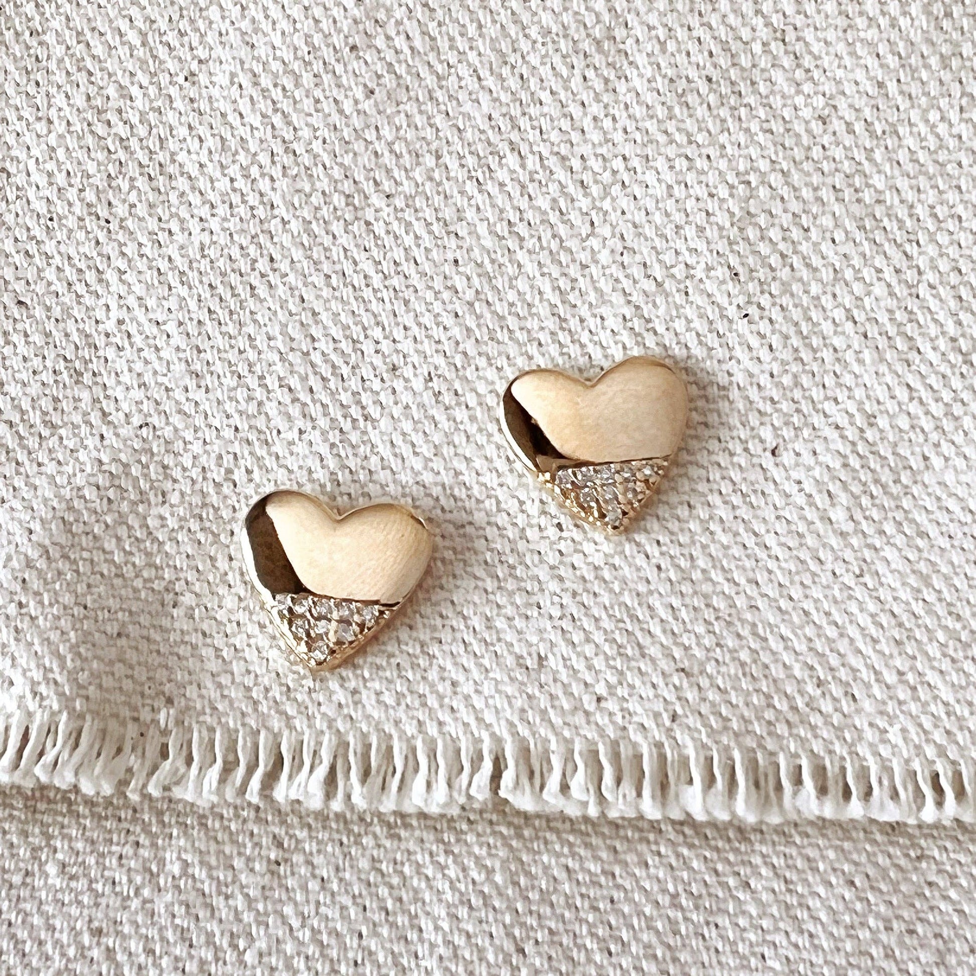 18k Gold Heart Studs - MADE BY YEN